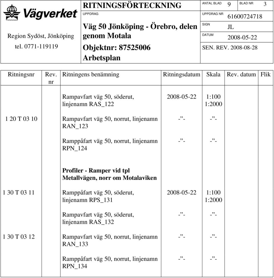 Metallvägen, norr om Motalaviken 1 30 T 03 11 Ramppåfart väg 50, söderut, linjenamn RPS_131 Rampavfart väg 50,