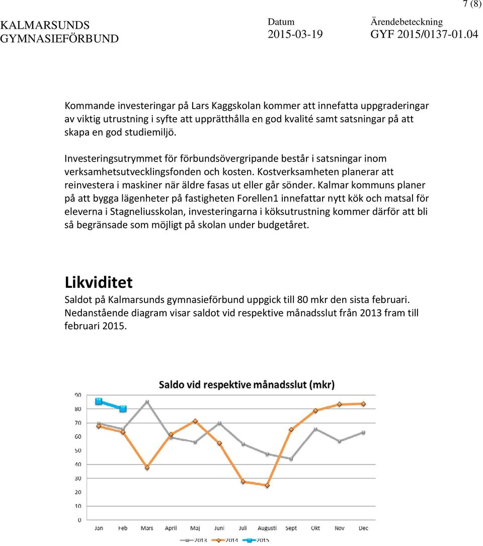 Kostverksamheten planerar att reinvestera i maskiner när äldre fasas ut eller går sönder.