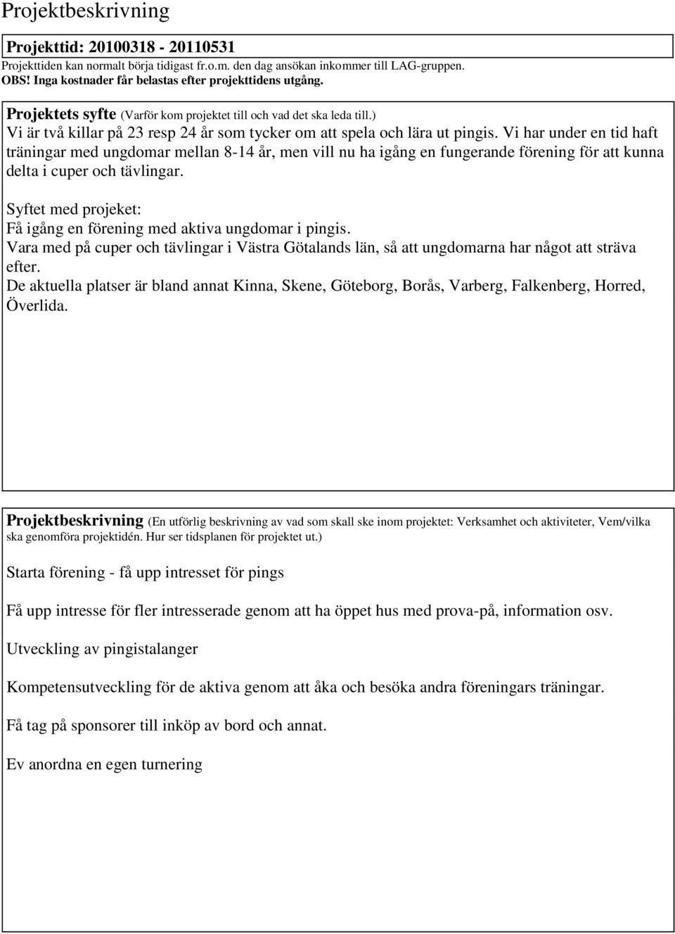 Vi har under en tid haft träningar med ungdomar mellan 8-14 år, men vill nu ha igång en fungerande förening för att kunna delta i cuper och tävlingar.