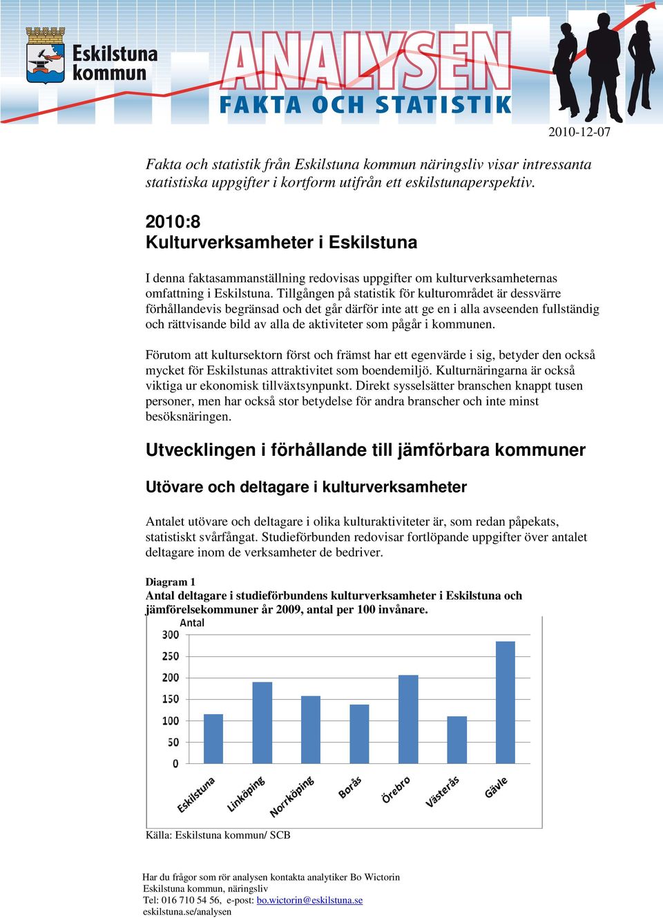 Tillgången på statistik för kulturområdet är dessvärre förhållandevis begränsad och det går därför inte att ge en i alla avseenden fullständig och rättvisande bild av alla de aktiviteter som pågår i