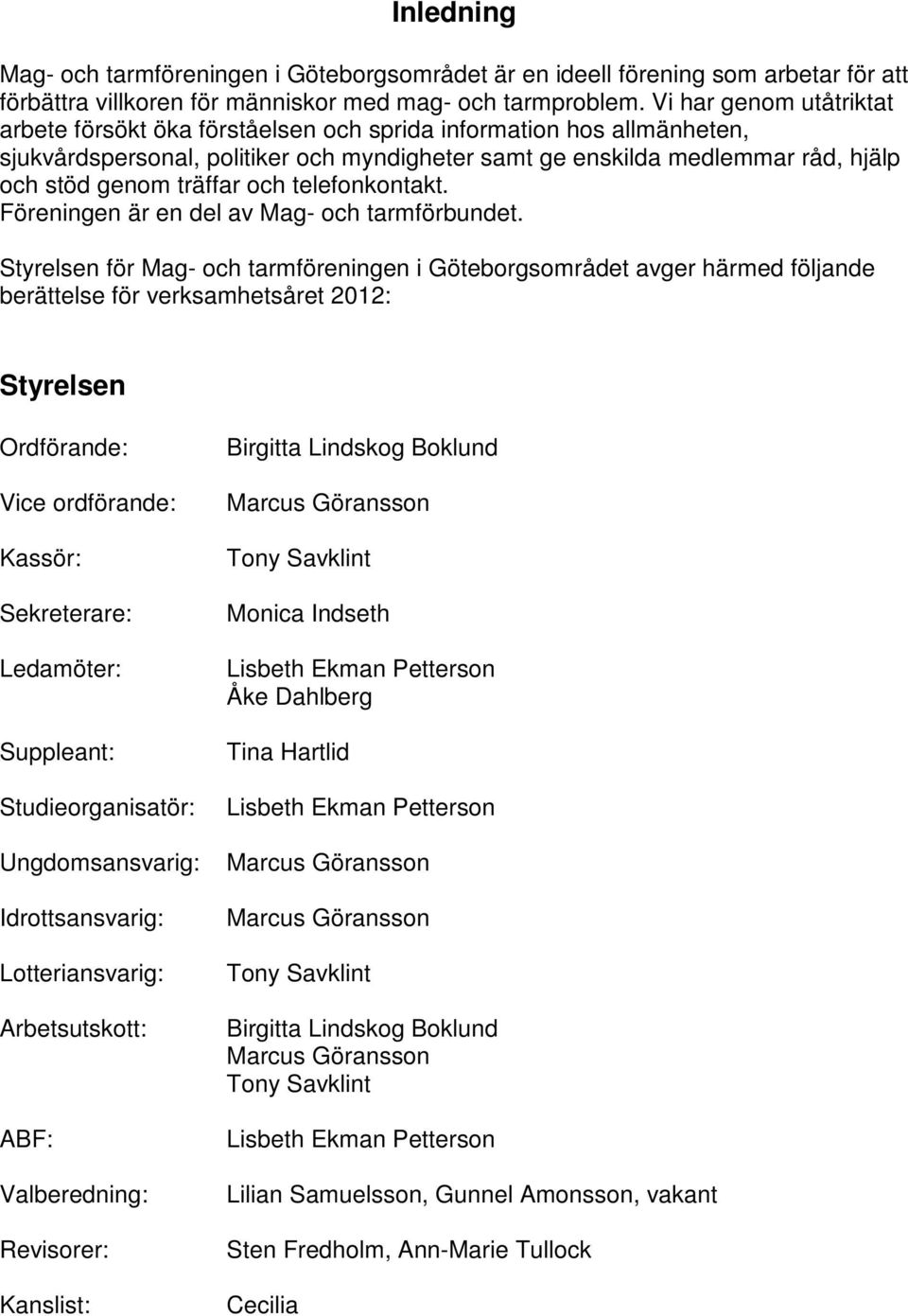 träffar och telefonkontakt. Föreningen är en del av Mag- och tarmförbundet.