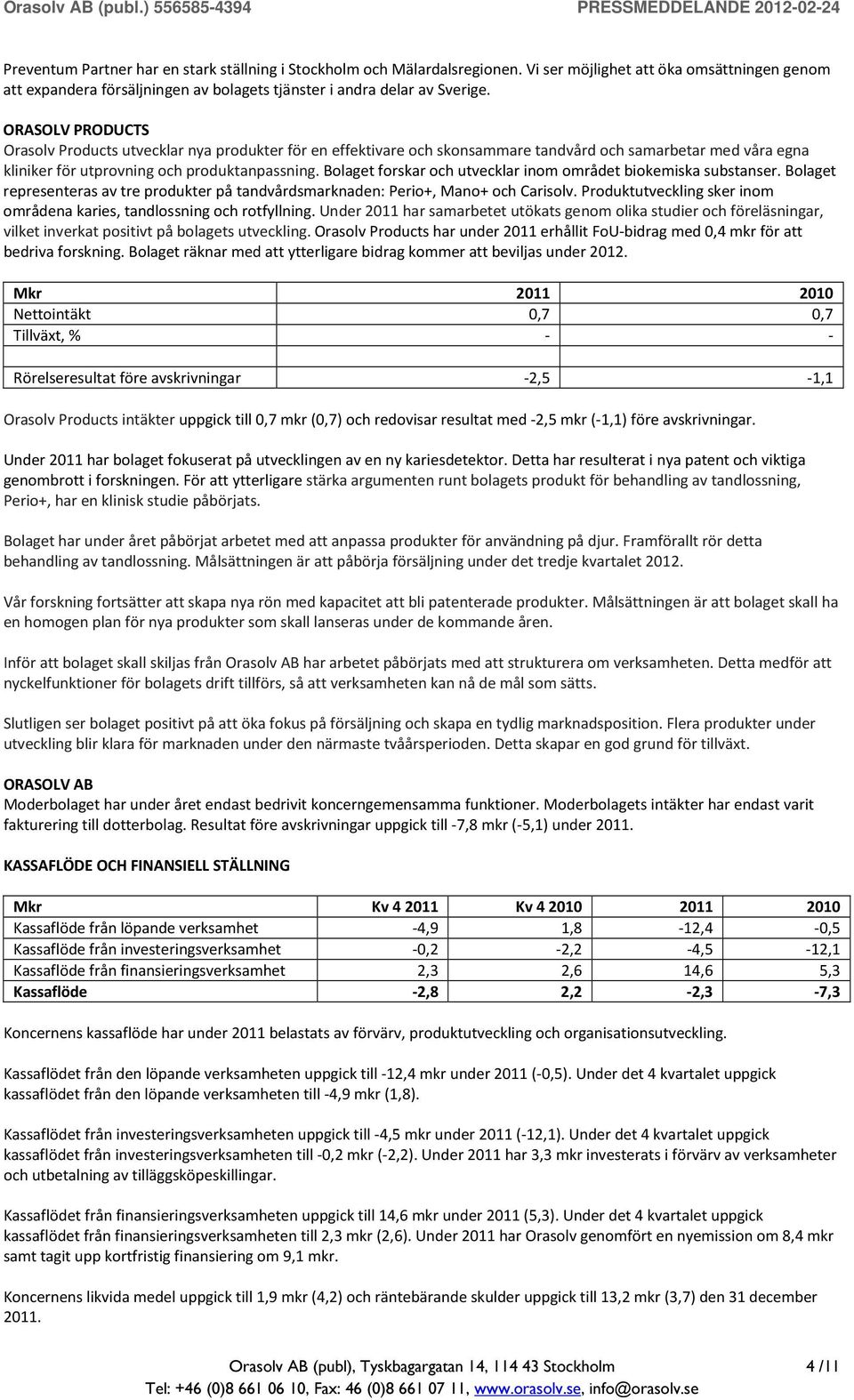 Bolaget forskar och utvecklar inom området biokemiska substanser. Bolaget representeras av tre produkter på tandvårdsmarknaden: Perio+, Mano+ och Carisolv.