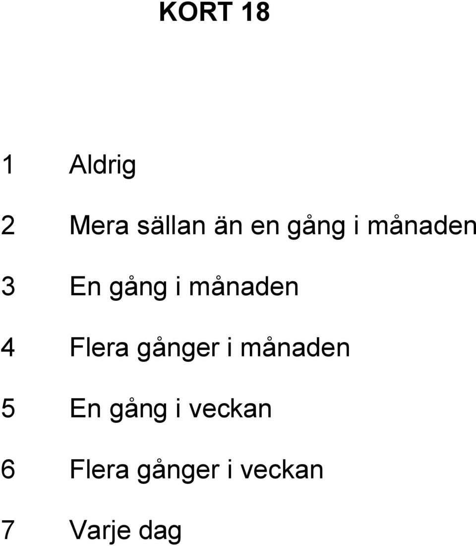 Flera gånger i månaden 5 En gång i