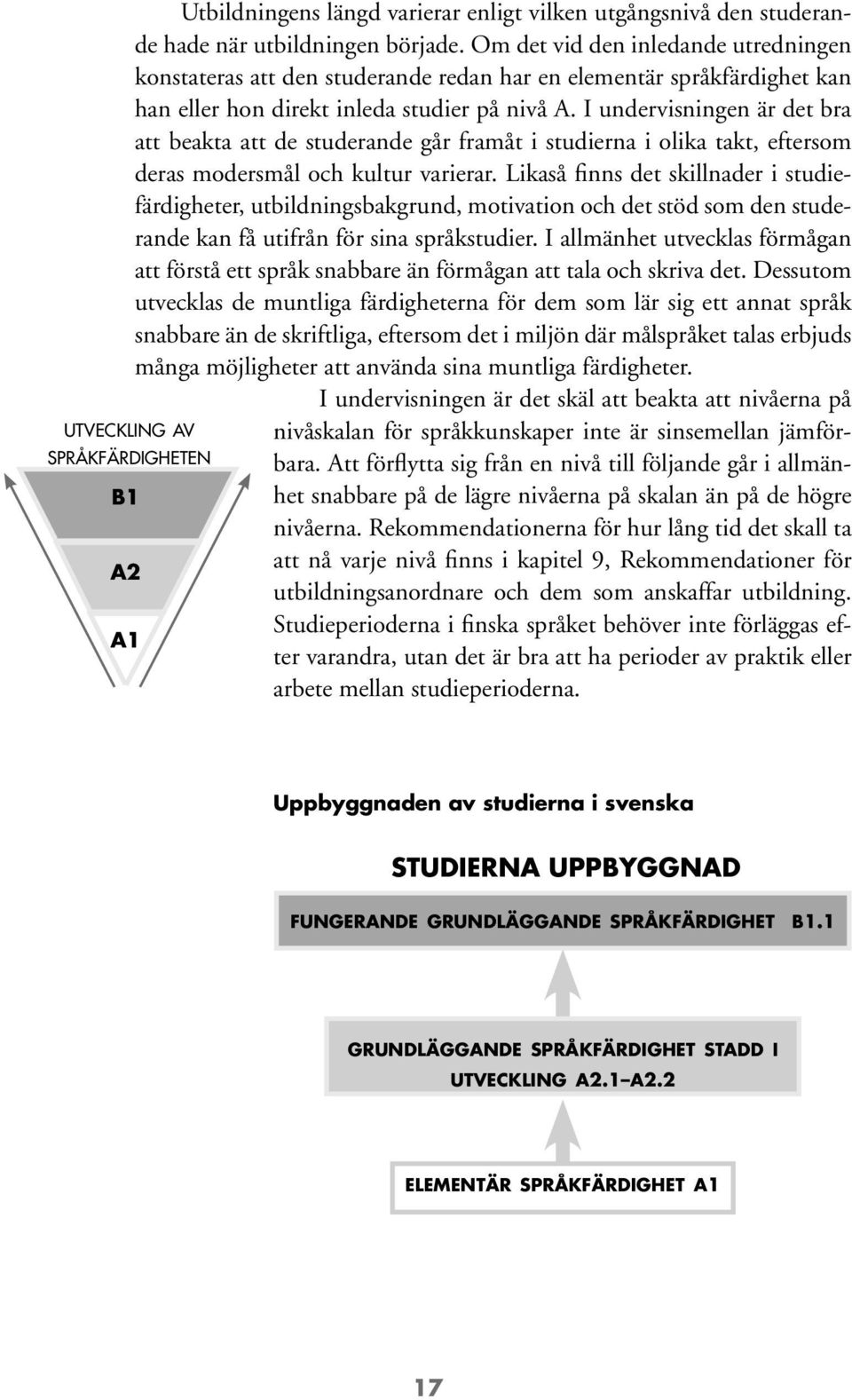 I undervisningen är det bra att beakta att de studerande går framåt i studierna i olika takt, eftersom deras modersmål och kultur varierar.