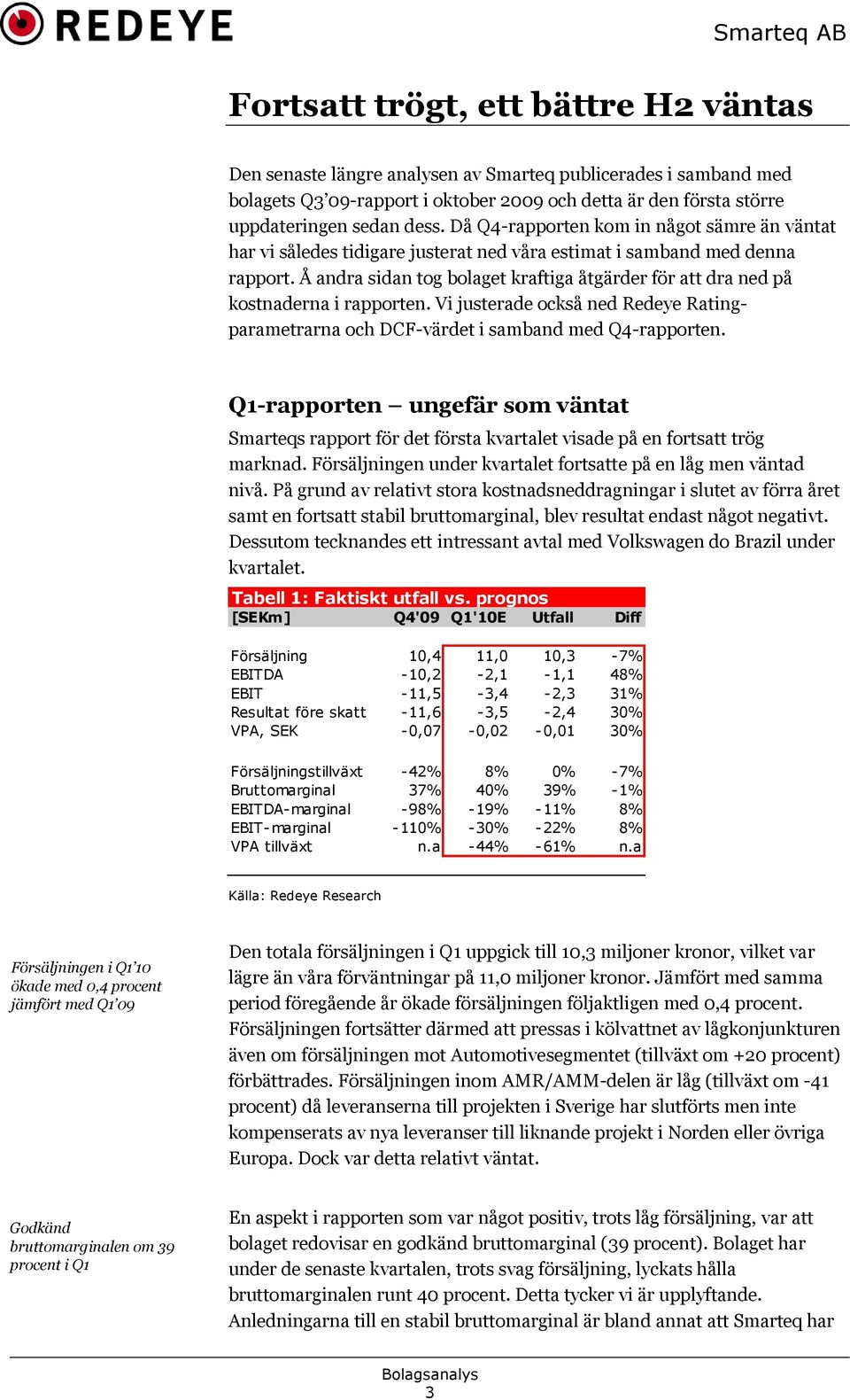 Å andra sidan tog bolaget kraftiga åtgärder för att dra ned på kostnaderna i rapporten. Vi justerade också ned Redeye Ratingparametrarna och DCF-värdet i samband med Q4-rapporten.