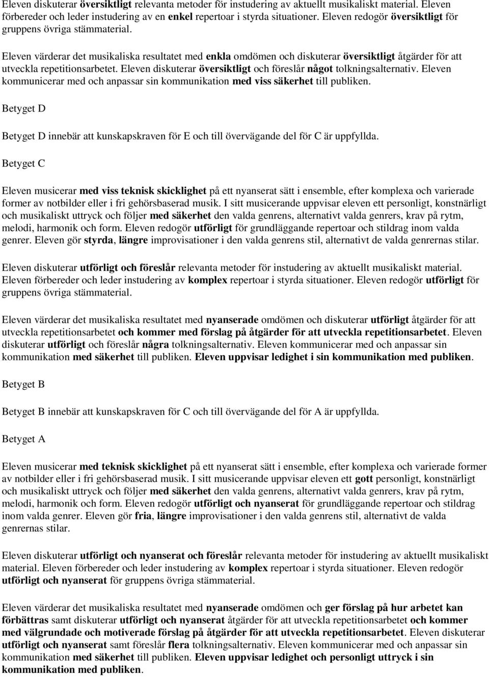 Eleven diskuterar översiktligt och föreslår något tolkningsalternativ. Eleven kommunicerar med och anpassar sin kommunikation med viss säkerhet till publiken.