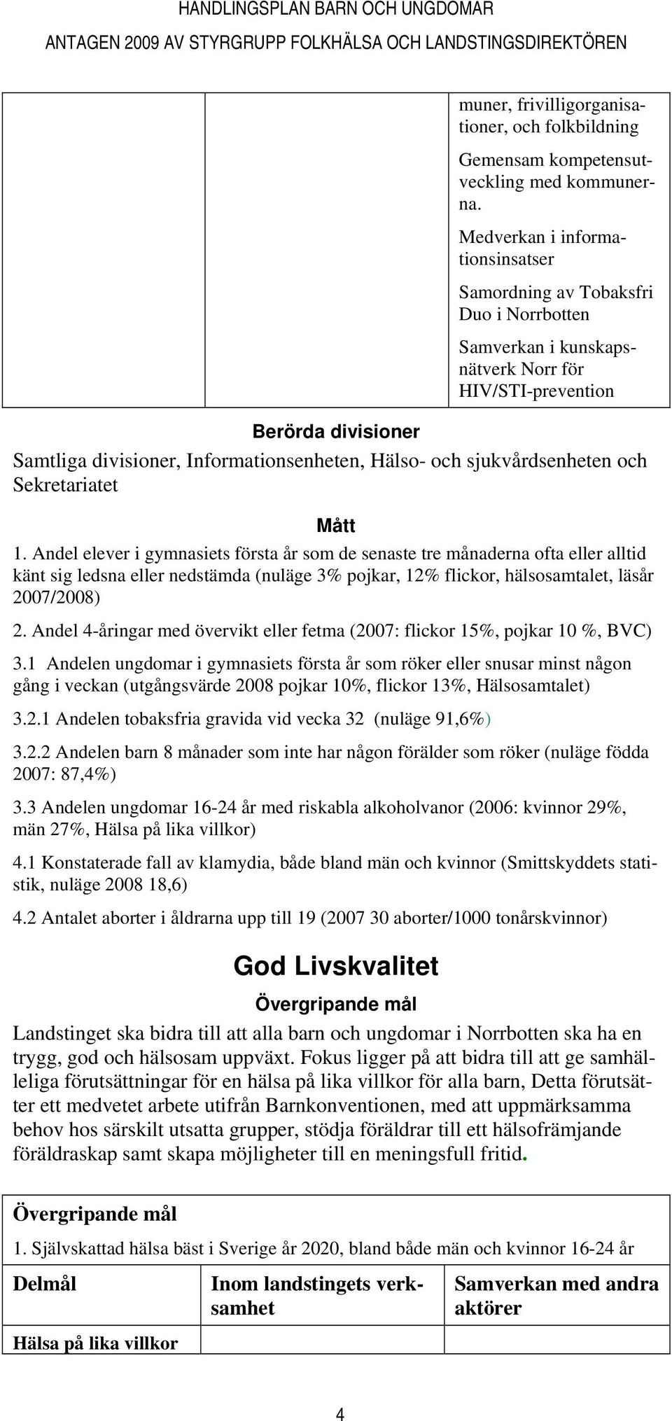 och sjukvårdsenheten och Sekretariatet Mått 1.