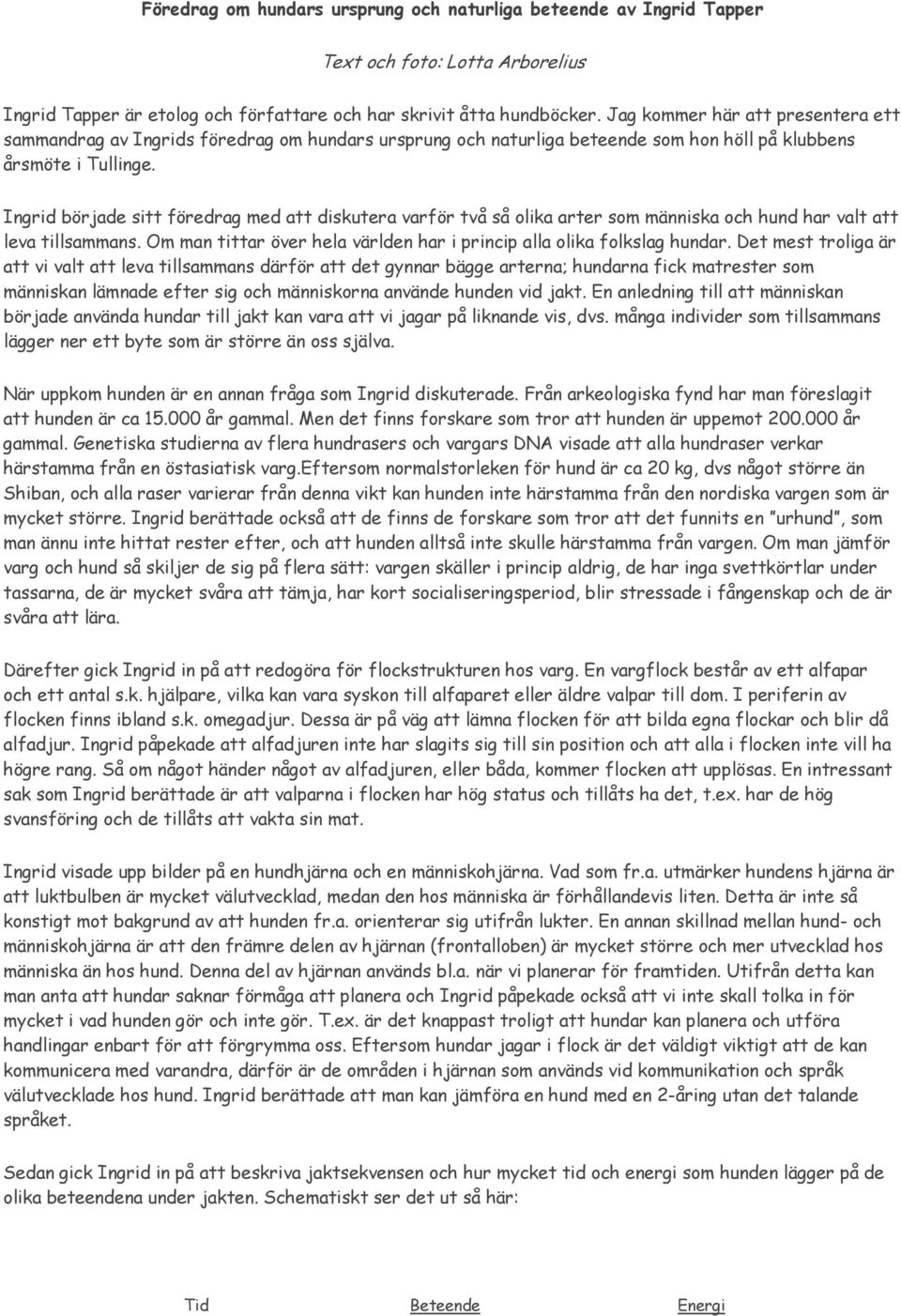 Ingrid började sitt föredrag med att diskutera varför två så olika arter som människa och hund har valt att leva tillsammans. Om man tittar över hela världen har i princip alla olika folkslag hundar.
