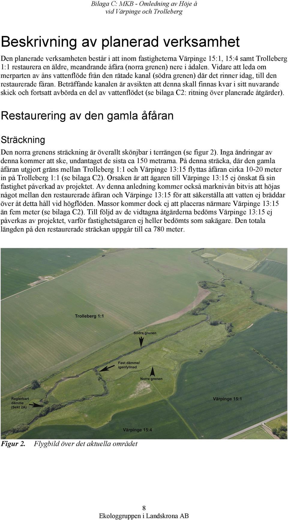 Vidare att leda om merparten av åns vattenflöde från den rätade kanal (södra grenen) där det rinner idag, till den restaurerade fåran.