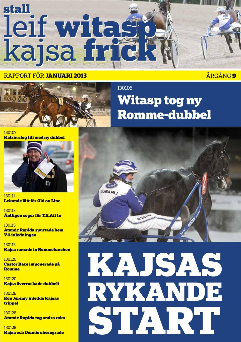 All In 130115 Atomic Rapida spurtade hem V4-inledningen 130115 Kajsa ramade in Rommelunchen 130120 Castor Race imponerade på