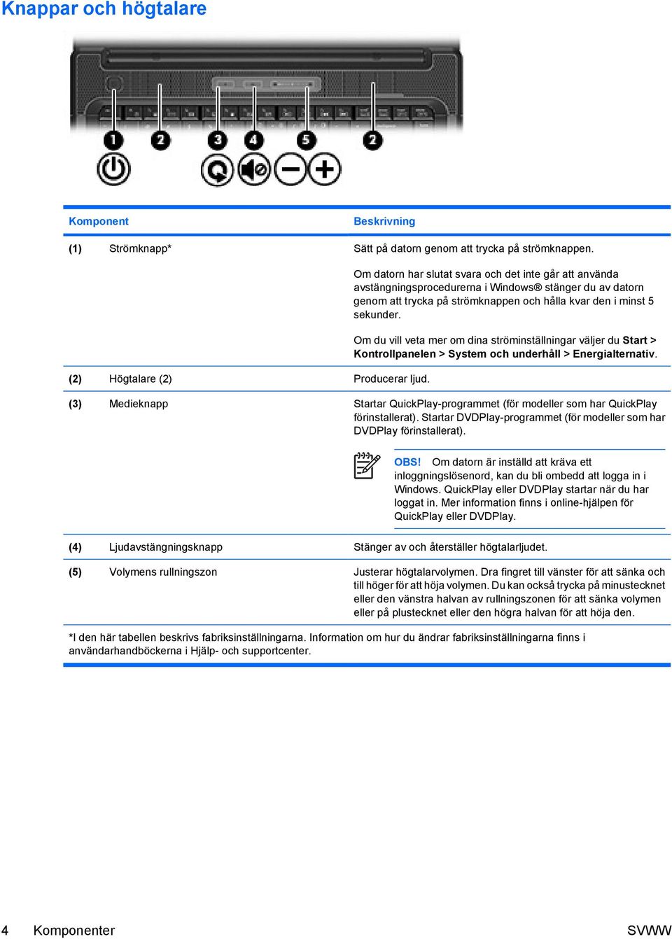 Om du vill veta mer om dina ströminställningar väljer du Start > Kontrollpanelen > System och underhåll > Energialternativ.