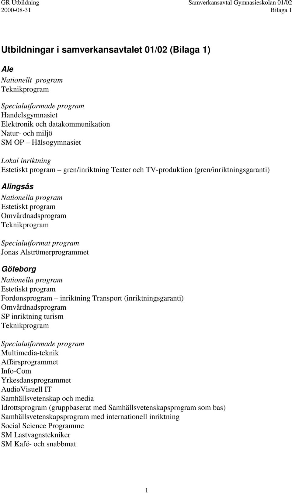 (inriktningsgaranti) SP inriktning turism Multimedia-teknik Affärsprogrammet Info-Com Yrkesdansprogrammet AudioVisuell IT Samhällsvetenskap och media