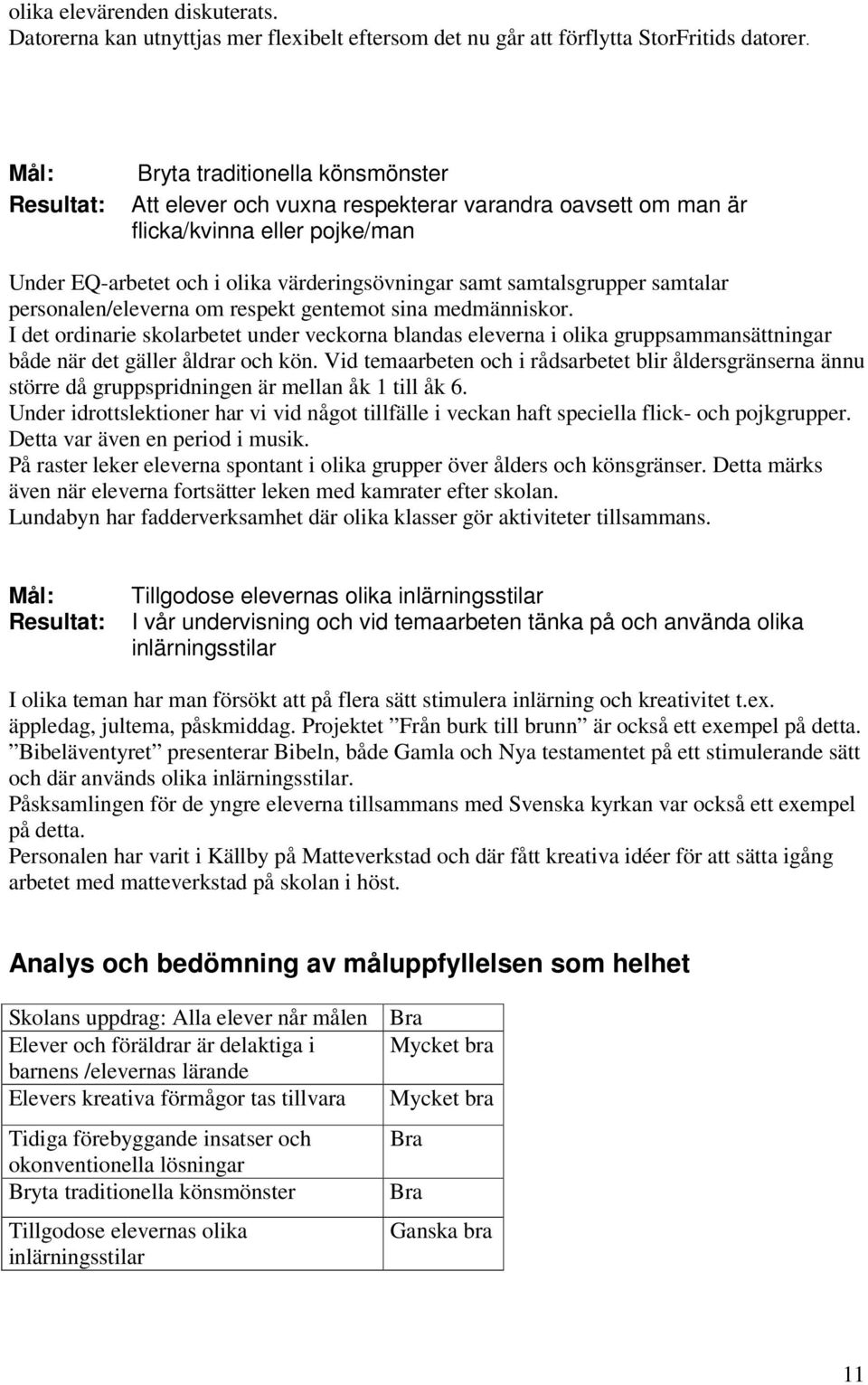 samtalsgrupper samtalar personalen/eleverna om respekt gentemot sina medmänniskor.