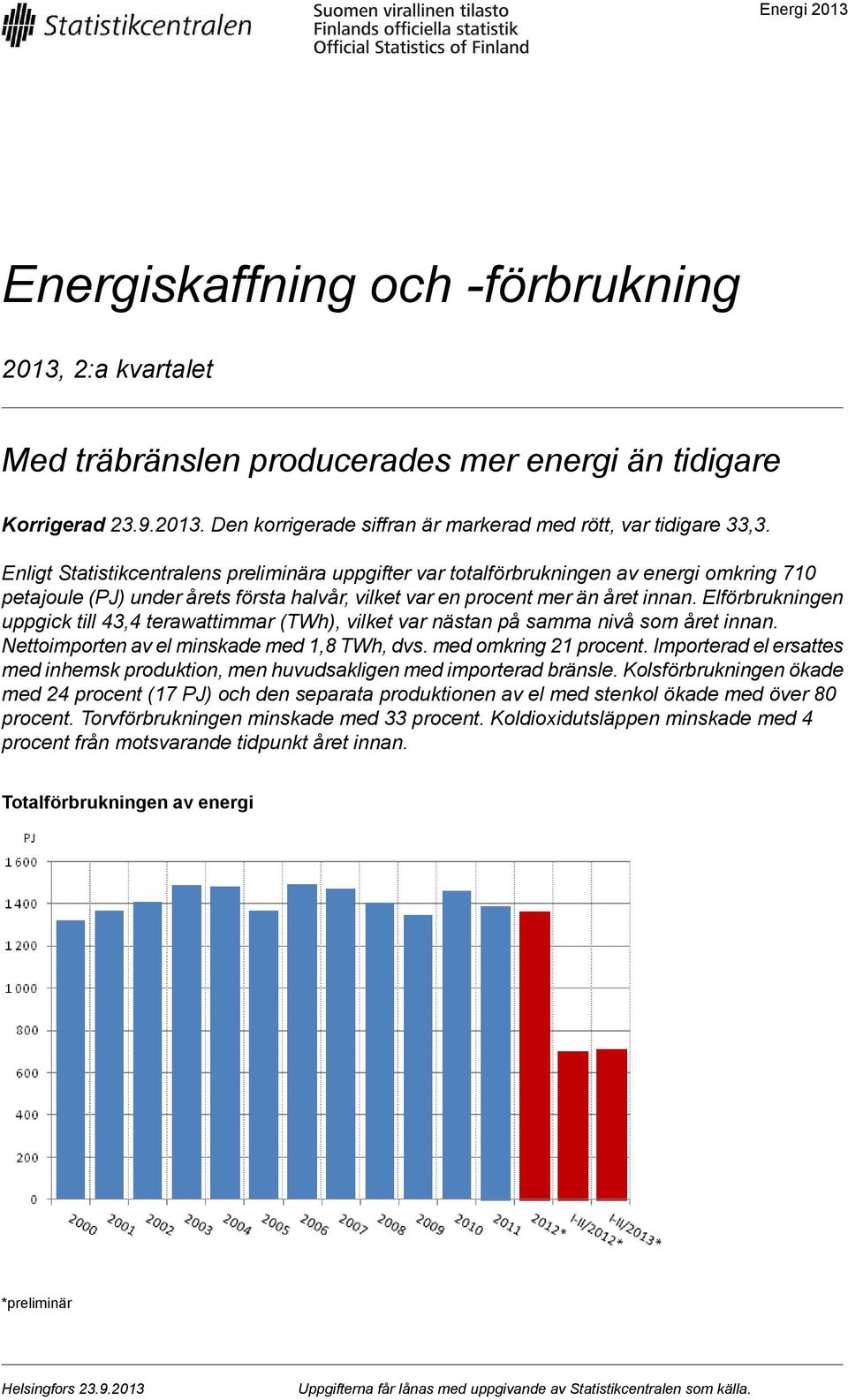 Elförbrukningen uppgick till 43,4 terawattimmar (TWh), vilket var nästan på samma nivå som året innan. Nettoimporten av el minskade med 1,8 TWh, dvs. med omkring 21 procent.