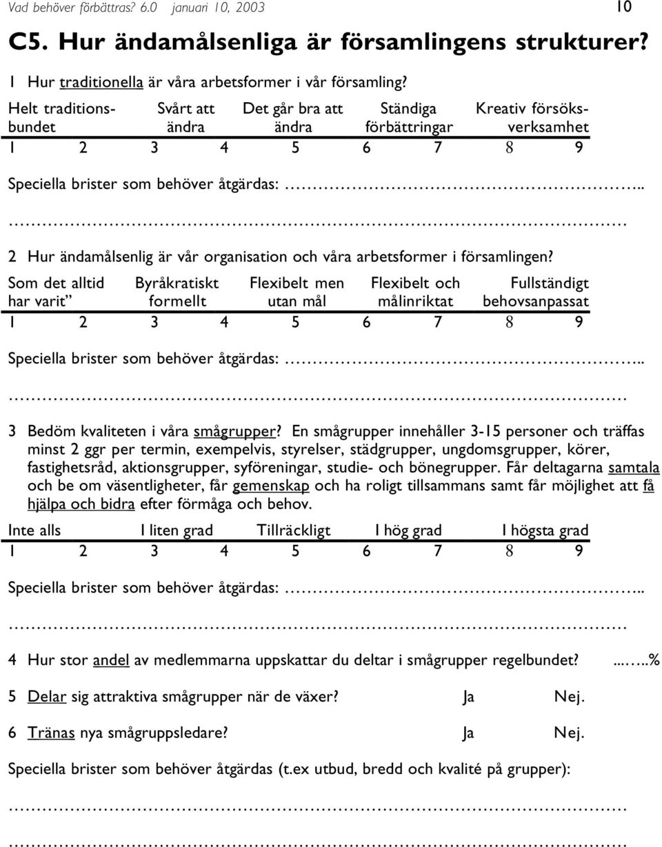 . 2 Hur ändamålsenlig är vår organisation och våra arbetsformer i församlingen?