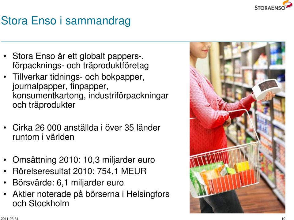 Cirka 26 000 anställda i över 35 länder runtom i världen Omsättning 2010: 10,3 miljarder euro Rörelseresultat lt