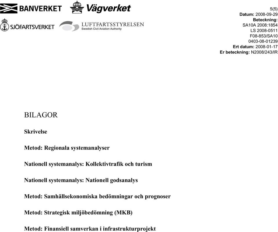 Nationell godsanalys Metod: Samhällsekonomiska bedömningar och prognoser