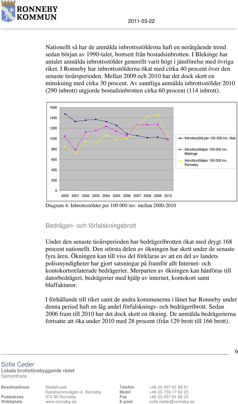 Mellan 29 och 21 har det dock skett en minskning med cirka 3 procent. Av samtliga anmälda inbrottsstölder 21 (29 inbrott) utgjorde bostadsinbrotten cirka 6 procent (114 inbrott).