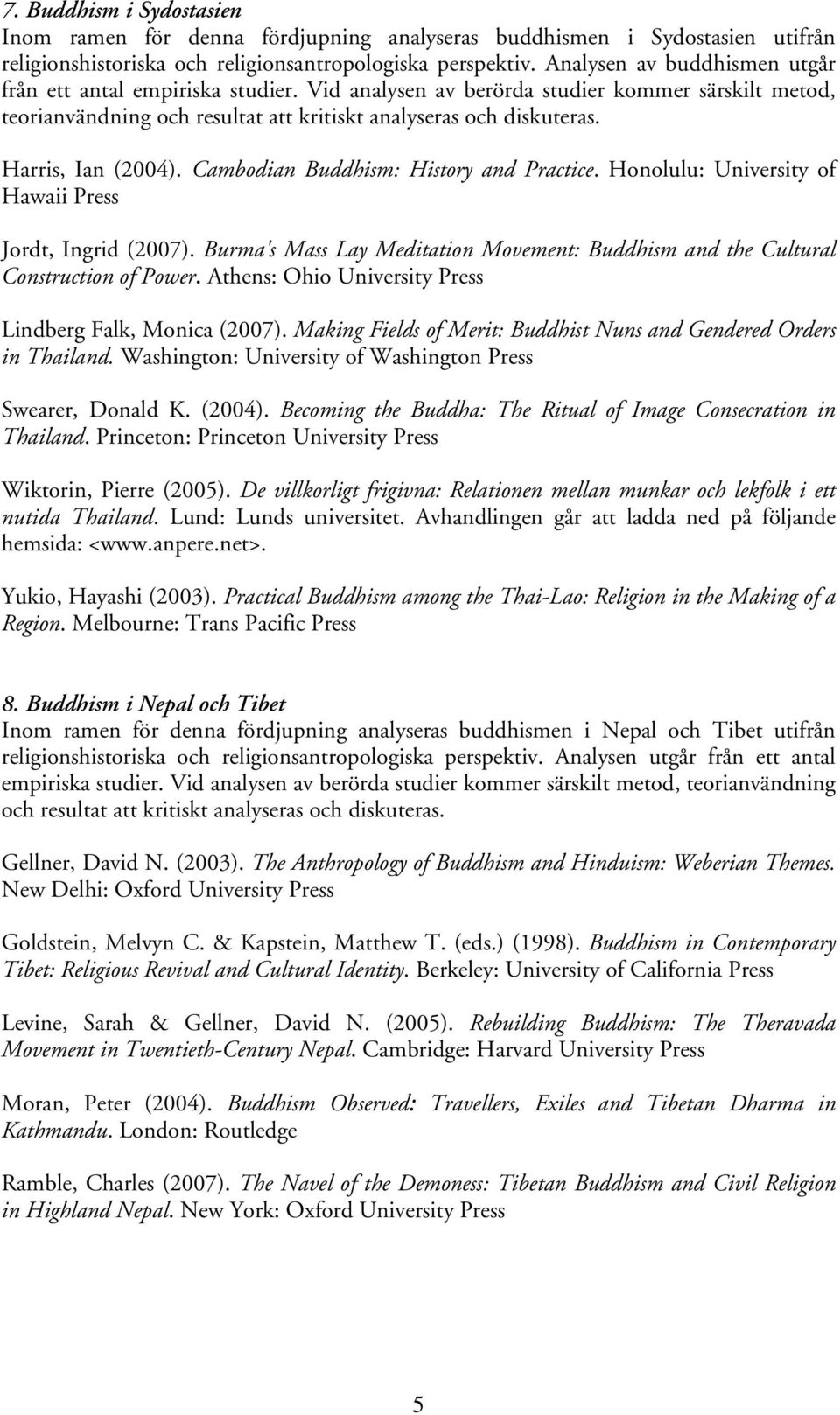 Harris, Ian (2004). Cambodian Buddhism: History and Practice. Honolulu: University of Hawaii Press Jordt, Ingrid (2007).