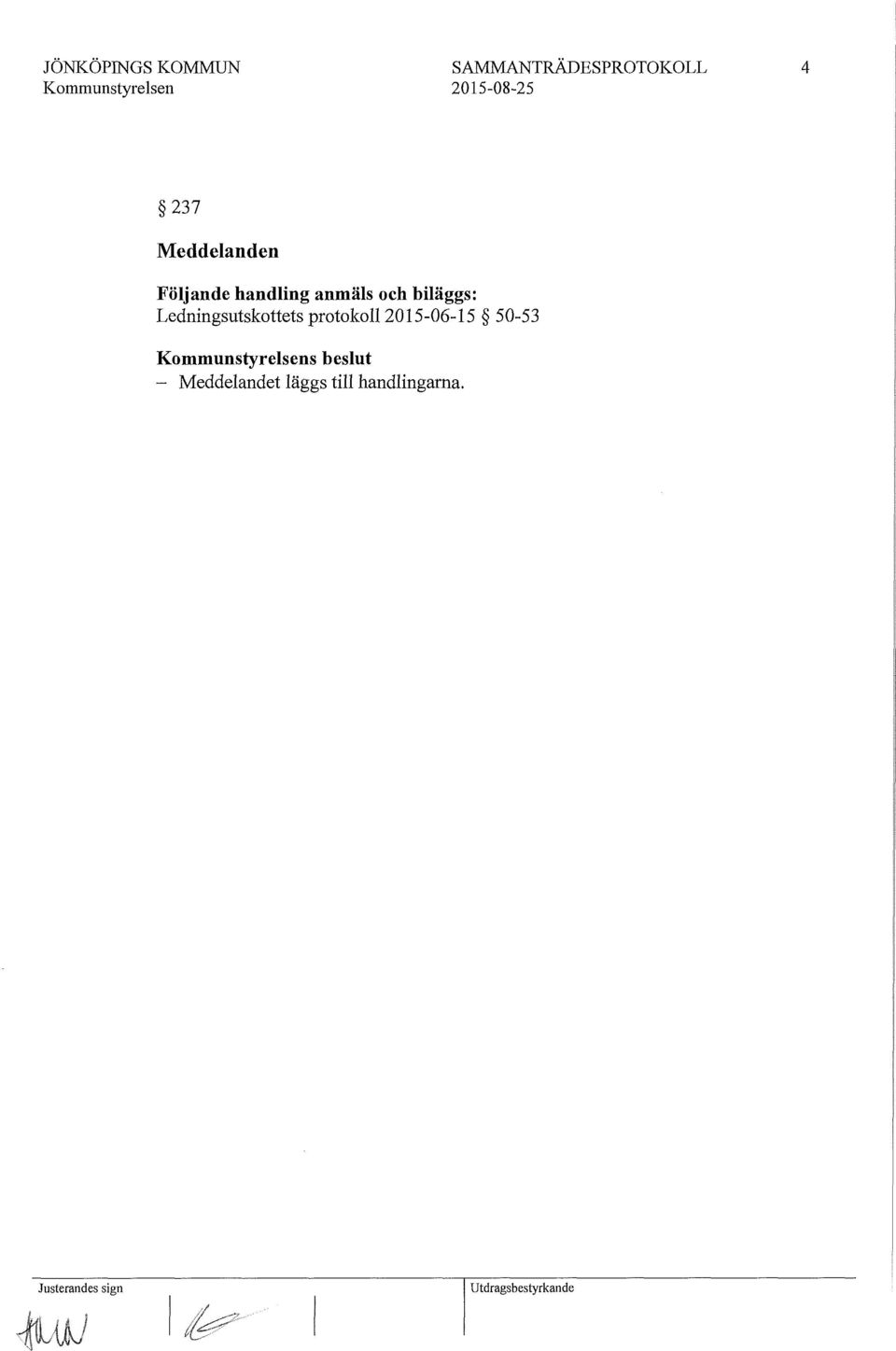 Ledningsutskottets protokoll2015-06-15