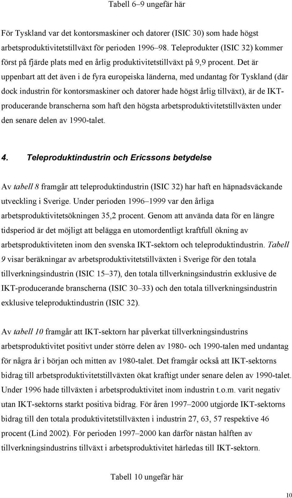 Det är uppenbart att det även i de fyra europeiska länderna, med undantag för Tyskland (där dock industrin för kontorsmaskiner och datorer hade högst årlig tillväxt), är de IKTproducerande