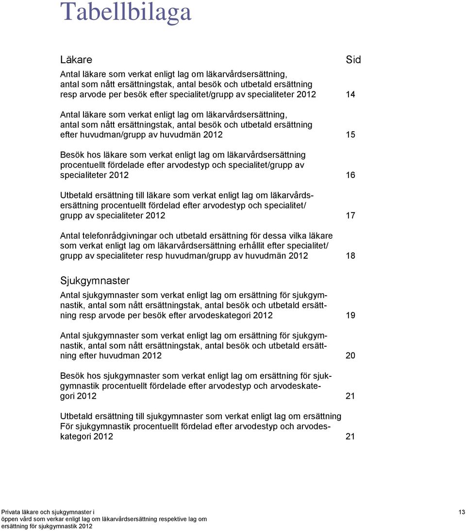 läkare som verkat enligt lag om läkarvårdsersättning procentuellt fördelade efter arvodestyp och specialitet/grupp av specialiteter 2012 16 Utbetald ersättning till läkare som verkat enligt lag om