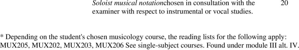 * Depending on the student's chosen musicology course, the reading lists