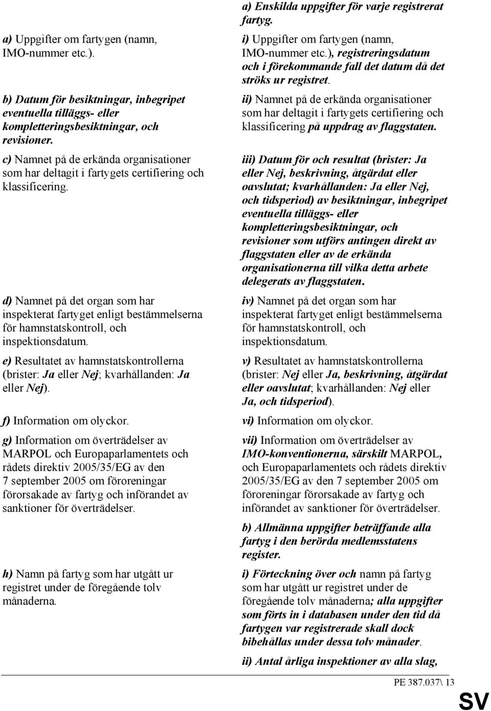 d) Namnet på det organ som har inspekterat fartyget enligt bestämmelserna för hamnstatskontroll, och inspektionsdatum.