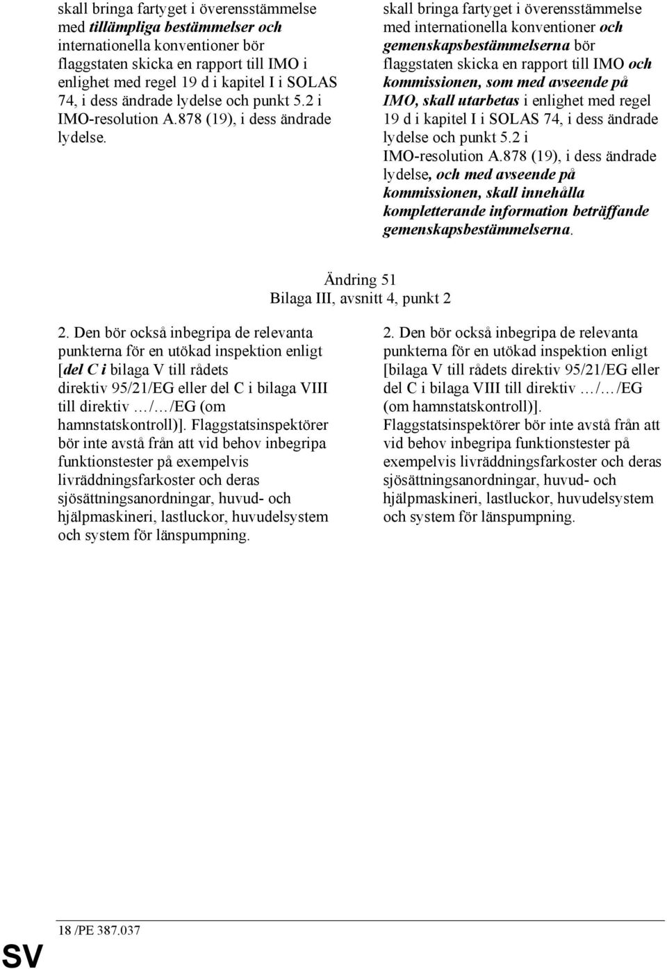 skall bringa fartyget i överensstämmelse med internationella konventioner och gemenskapsbestämmelserna bör flaggstaten skicka en rapport till IMO och kommissionen, som med avseende på IMO, skall