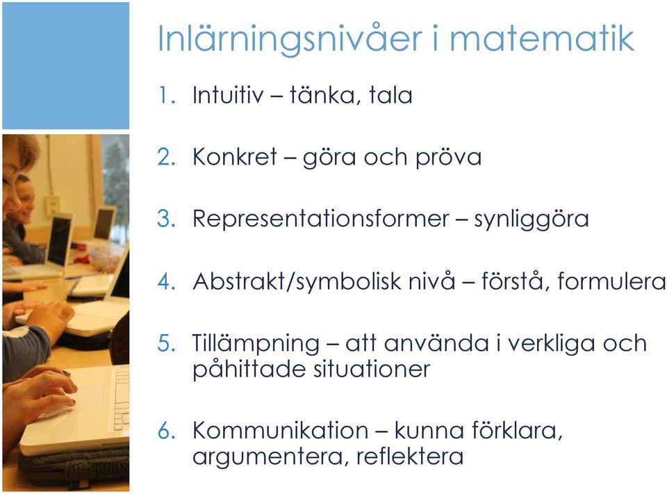 Abstrakt/symbolisk nivå förstå, formulera 5.