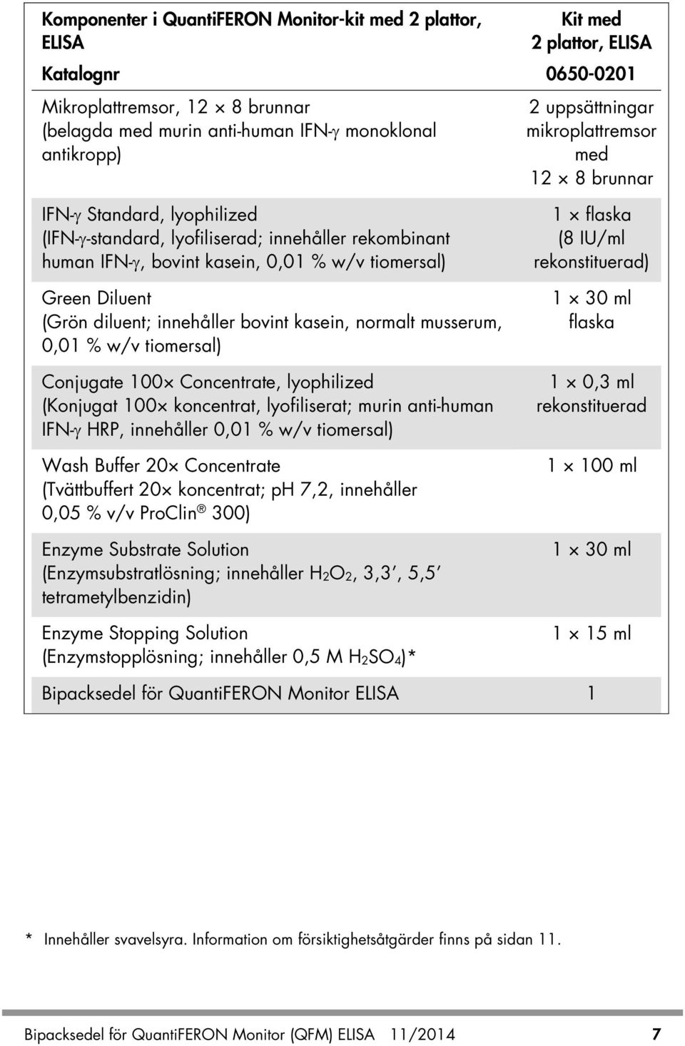 diluent; innehåller bovint kasein, normalt musserum, 0,01 % w/v tiomersal) Conjugate 100 Concentrate, lyophilized (Konjugat 100 koncentrat, lyofiliserat; murin anti-human IFN-γ HRP, innehåller 0,01 %