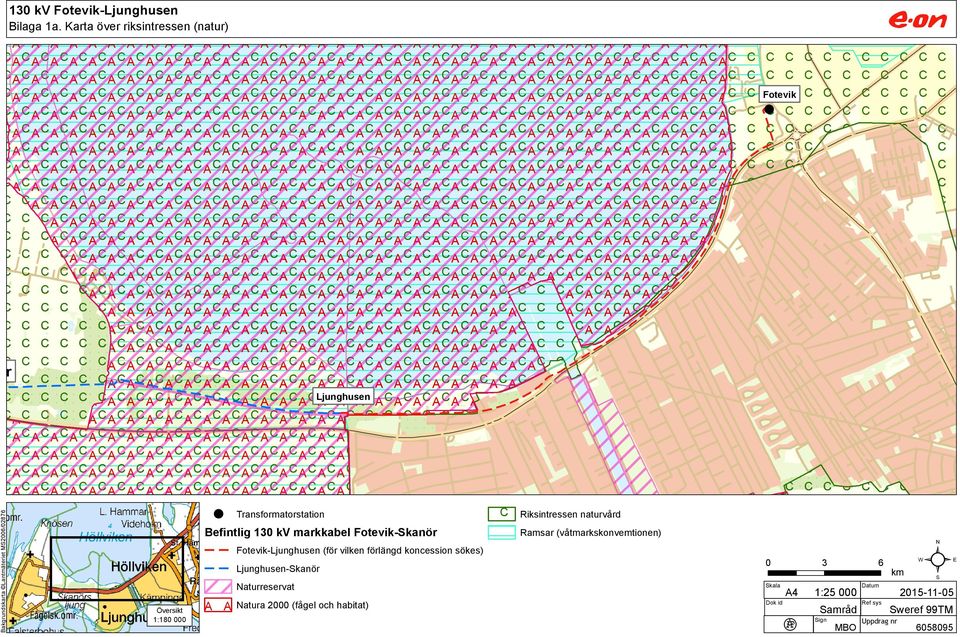 Transformatorstation Befintlig 130 kv markkabel Fotevik-Skanör Fotevik-Ljunghusen (för vilken förlängd koncession sökes)