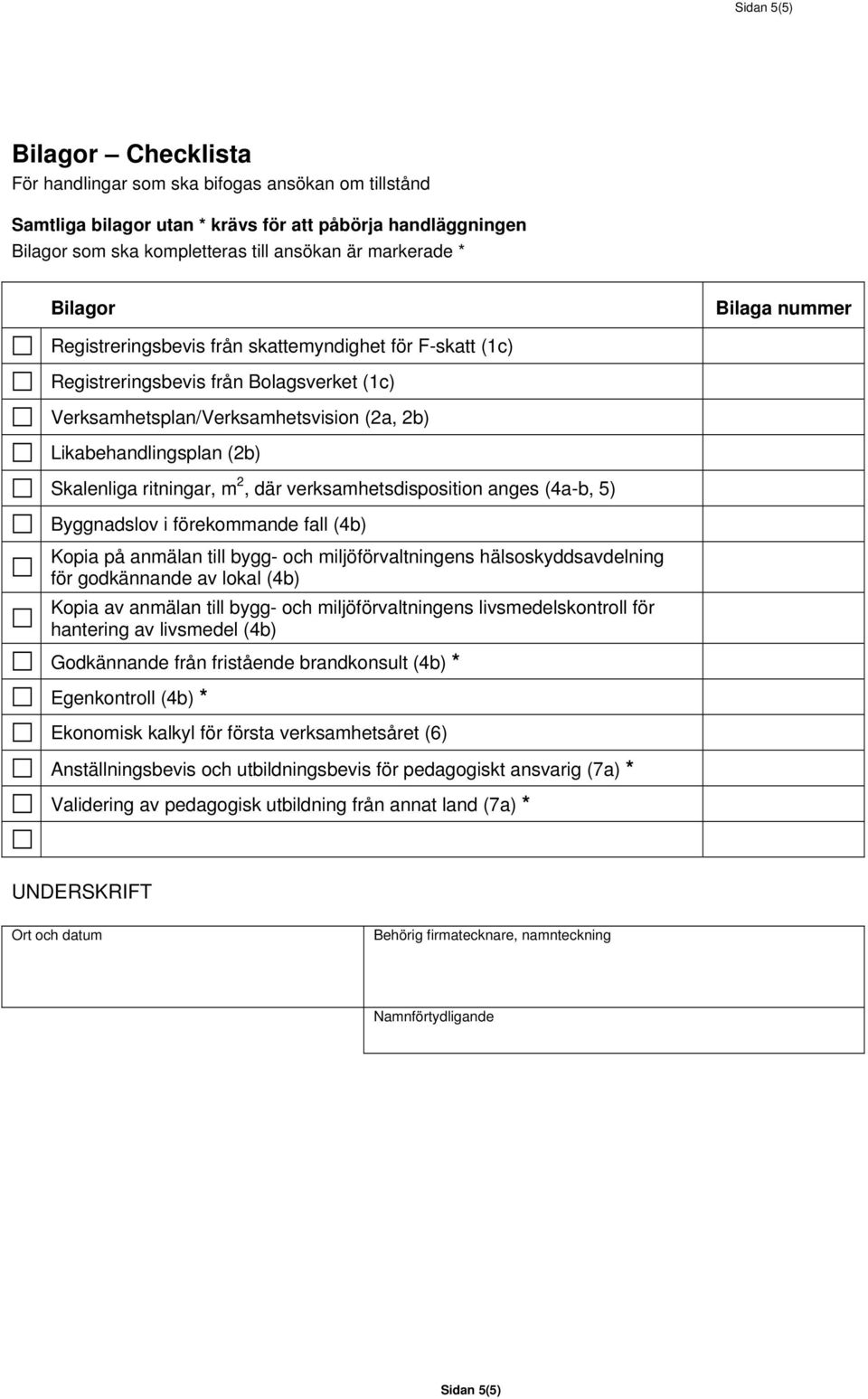 ritningar, m 2, där verksamhetsdisposition anges (4a-b, 5) Byggnadslov i förekommande fall (4b) Kopia på anmälan till bygg- och miljöförvaltningens hälsoskyddsavdelning för godkännande av lokal (4b)