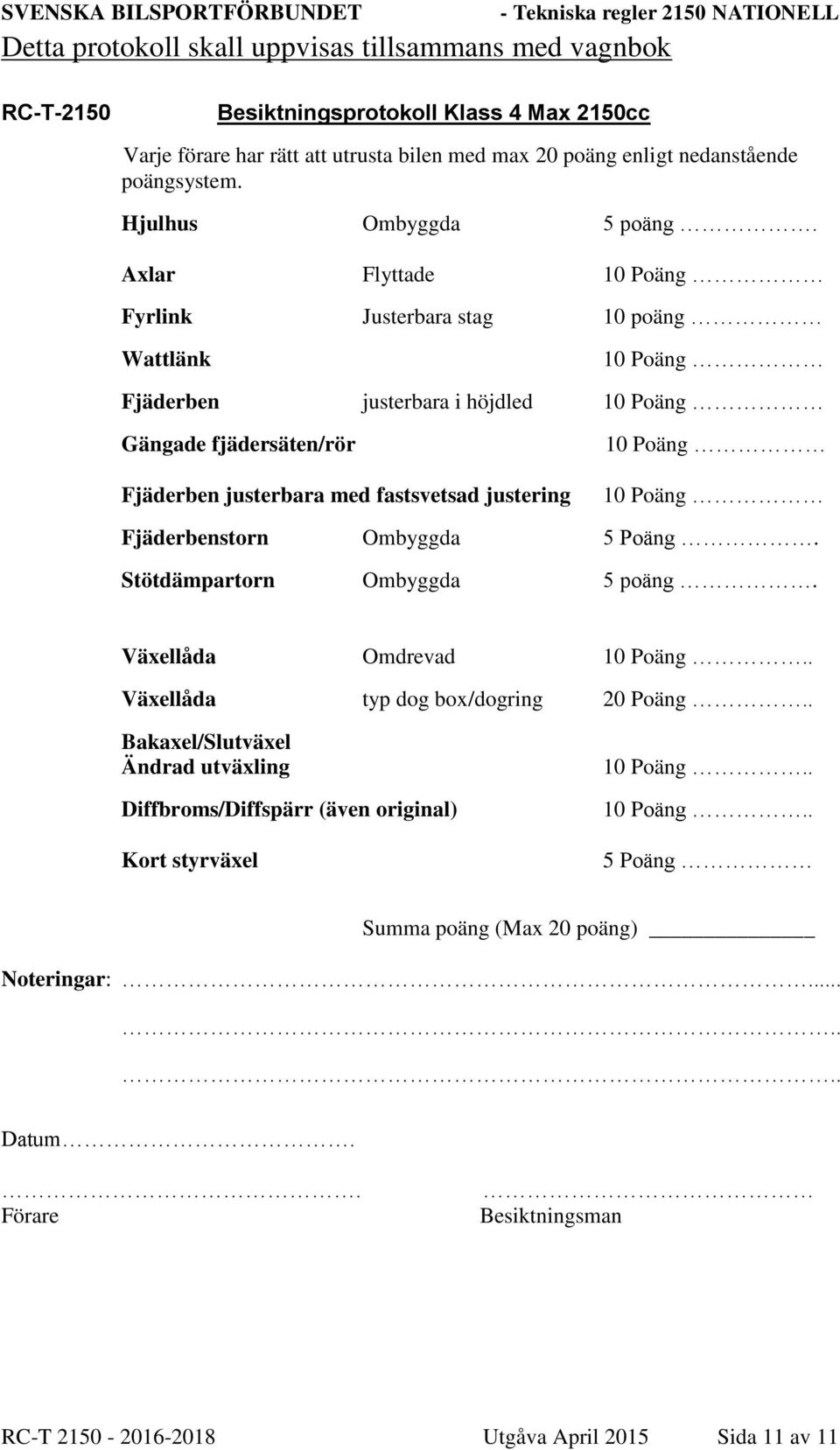 Axlar Flyttade 10 Poäng Fyrlink Justerbara stag 10 poäng Wattlänk 10 Poäng Fjäderben justerbara i höjdled 10 Poäng Gängade fjädersäten/rör Fjäderben justerbara med fastsvetsad justering 10 Poäng 10