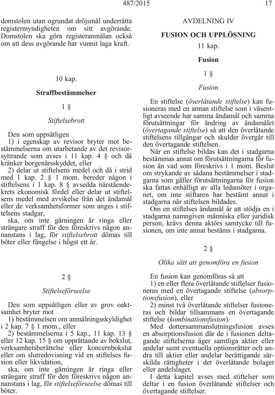 Straffbestämmelser 1 Stiftelsebrott Den som uppsåtligen 1) i egenskap av revisor bryter mot bestämmelserna om utarbetande av det revisorsyttrande som avses i 11 kap.