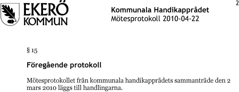 handikapprådets sammanträde den