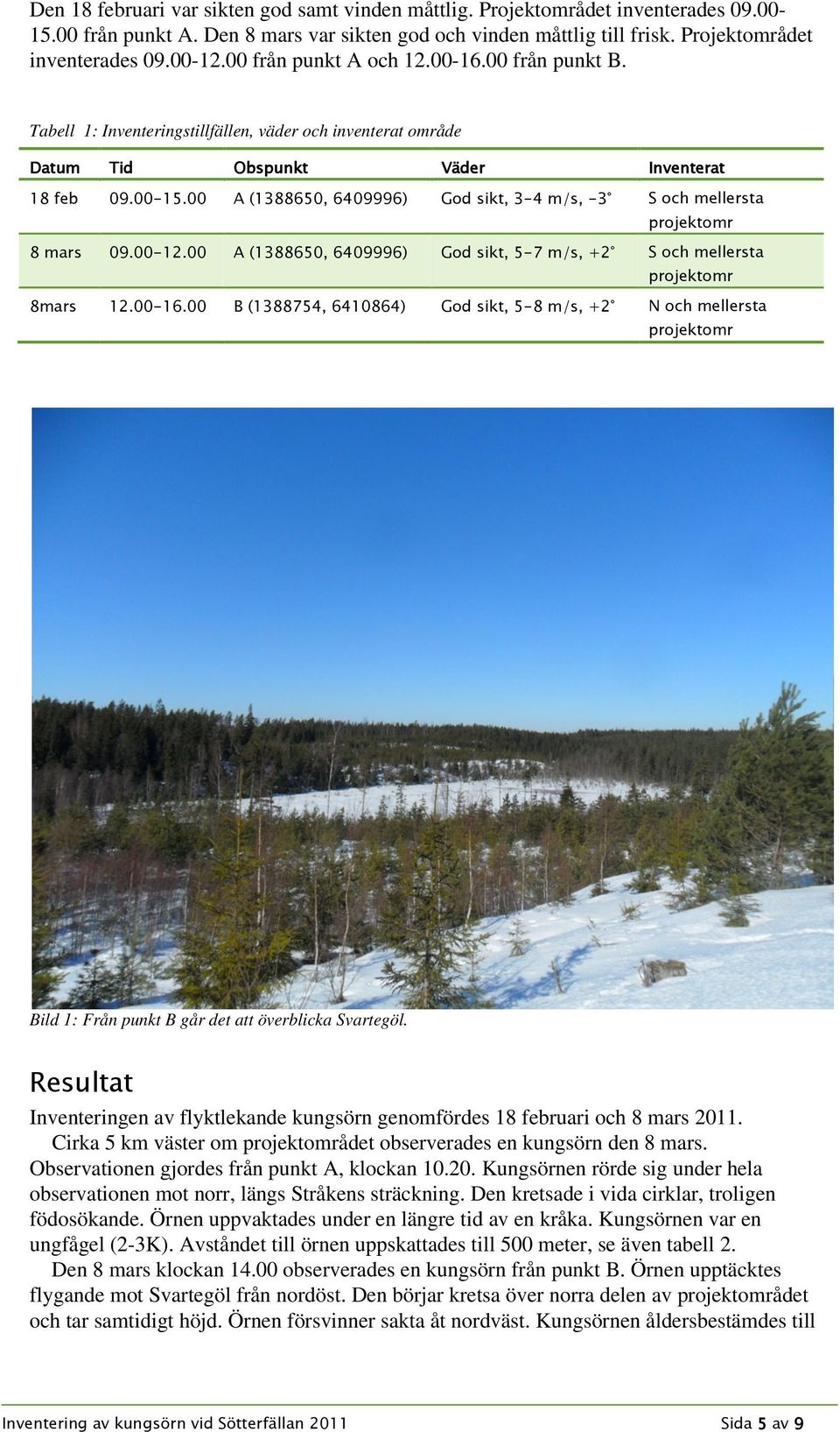 00 A (1388650, 6409996) God sikt, 3-4 m/s, -3 S och mellersta projektomr 8 mars 09.00-12.00 A (1388650, 6409996) God sikt, 5-7 m/s, +2 S och mellersta projektomr 8mars 12.00-16.