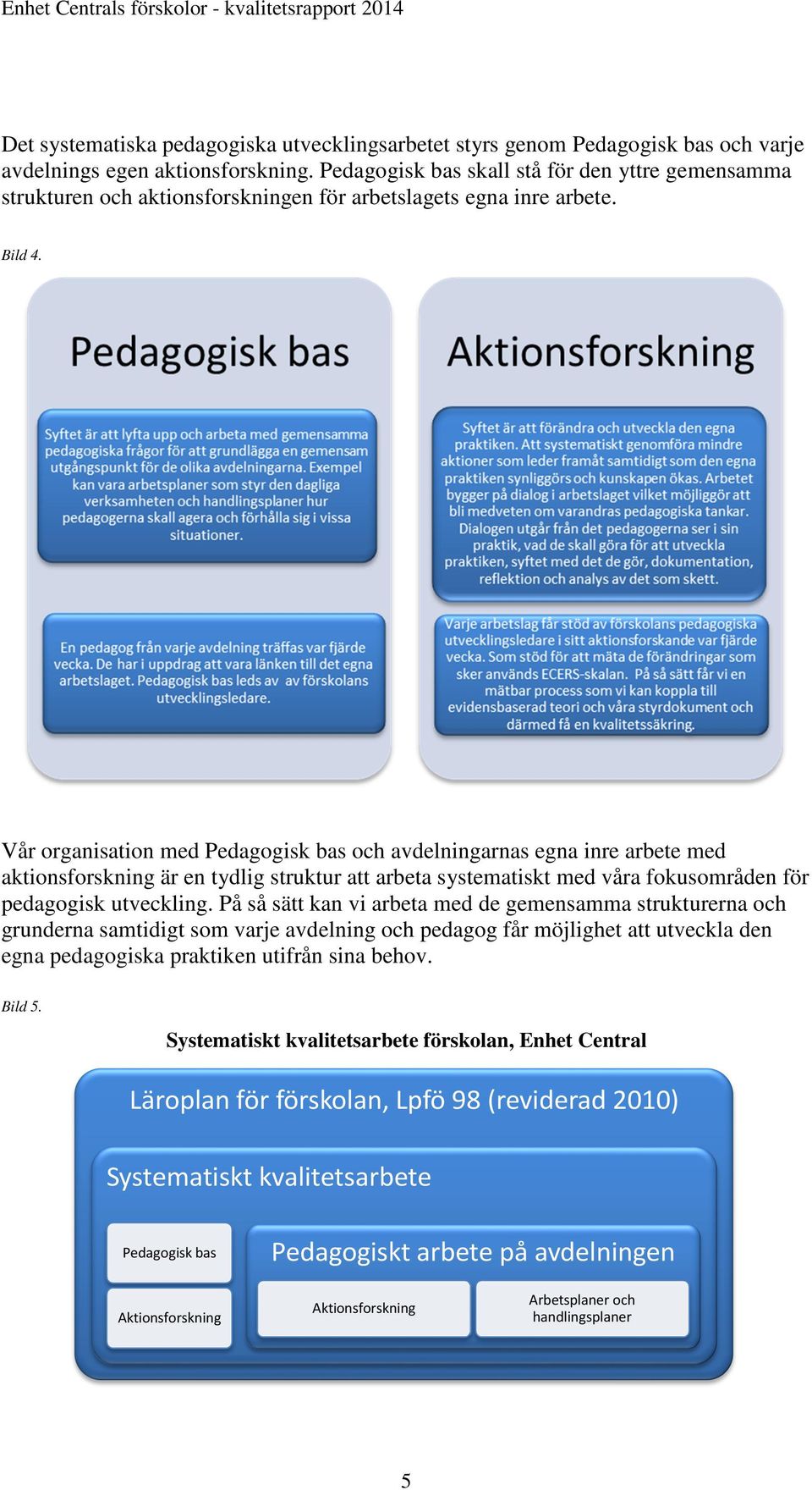 Vår organisation med Pedagogisk bas och avdelningarnas egna inre arbete med aktionsforskning är en tydlig struktur att arbeta systematiskt med våra fokusområden för pedagogisk utveckling.