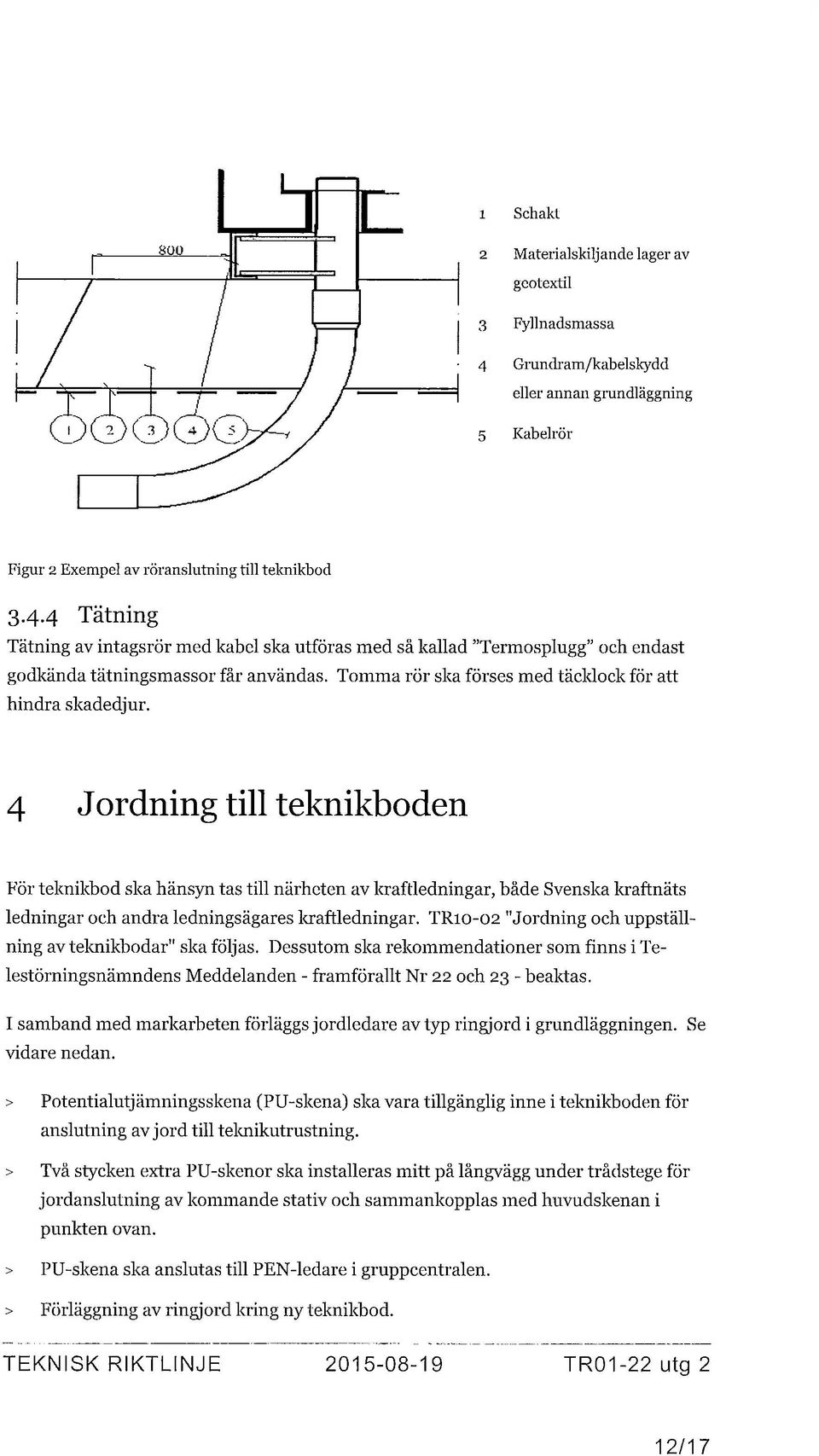 4 Jordning till teknikboden För teknikbod ska hänsyn tas till närheten av kraftledningar, både Svenska kraftnäts ledningar och andra ledningsägares kraftledningar.
