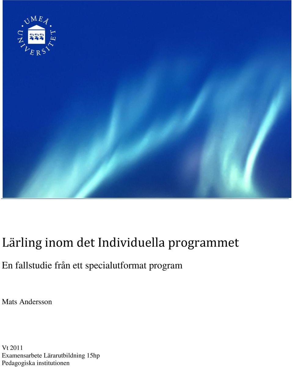 program Mats Andersson Vt 2011