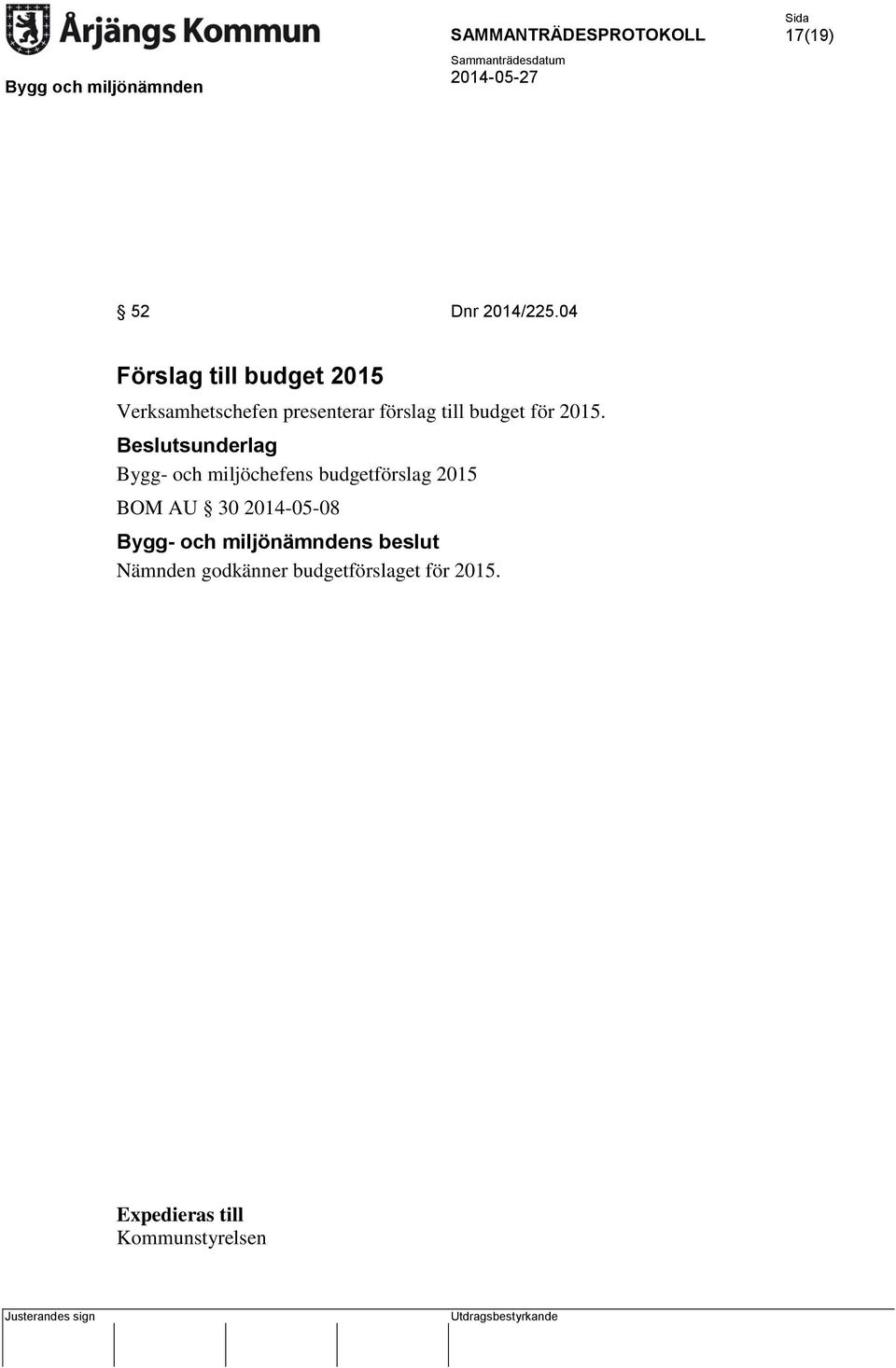 förslag till budget för 2015.