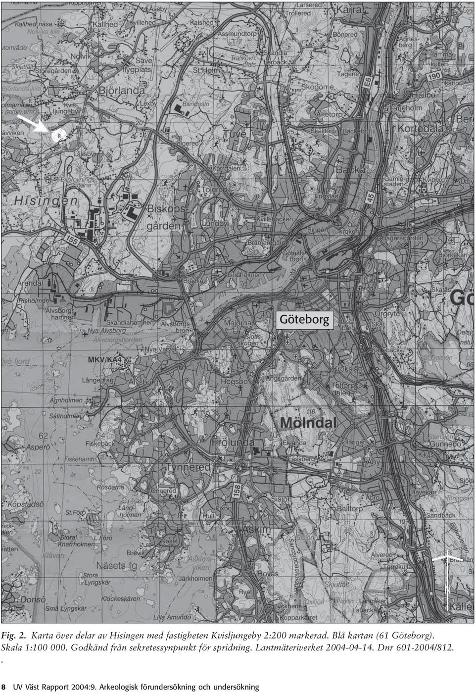 Blå kartan (61 Göteborg). Skala 1:100 000.