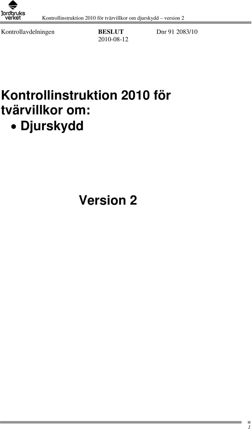 Kontrollinstruktion 2010 för