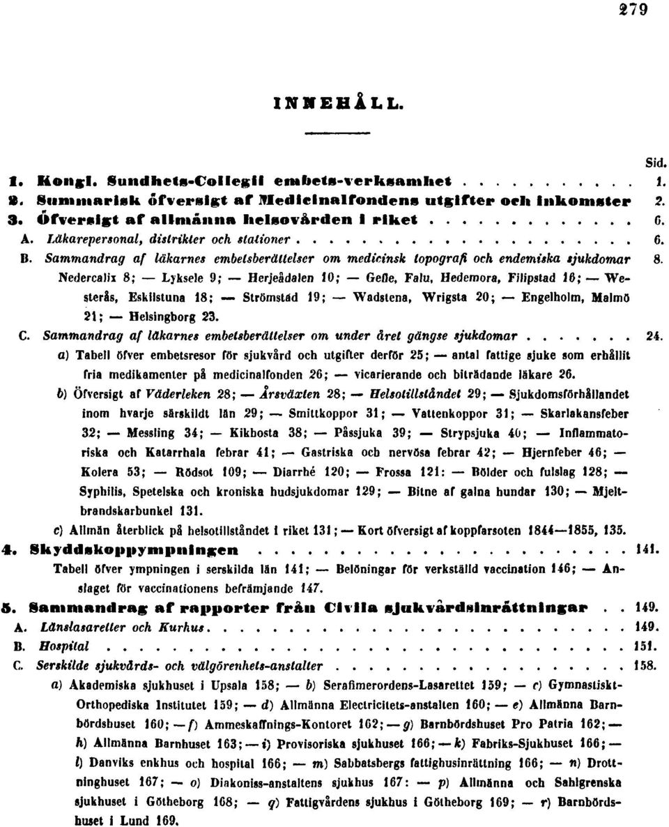 Nedercalix 8; Lyksele 9; Herjeådalen 10; Gefle, Falu, Hedemora, Filipstad 16; Westerås, Eskilstuna 18; Strömstad 19; Wadstena, Wrigsta 20; Engelholm, Malmö 21; Helsingborg 23. C.