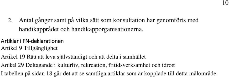 Artiklar i FN-deklarationen Artikel 9 Tillgänglighet Artikel 19 Rätt att leva självständigt och att