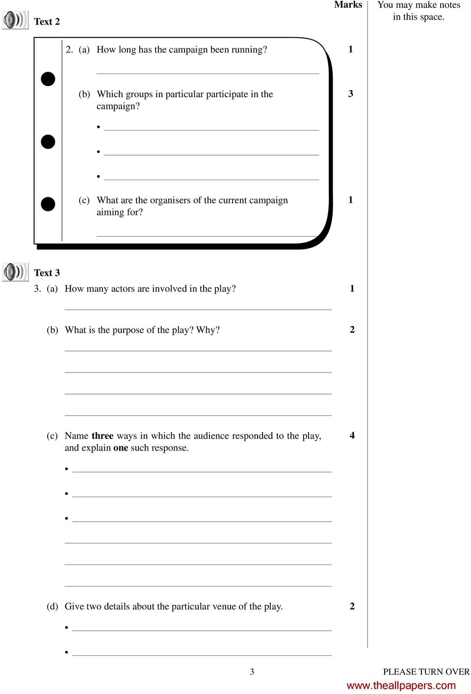 1 Text 3 3. (a) How many actors are involved in the play? 1 (b) What is the purpose of the play? Why?