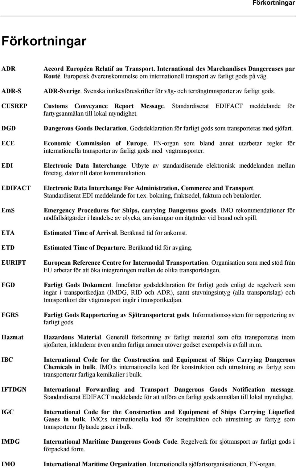 CUSREP Customs Conveyance Report Message. Standardiserat EDIFACT meddelande för fartygsanmälan till lokal myndighet.