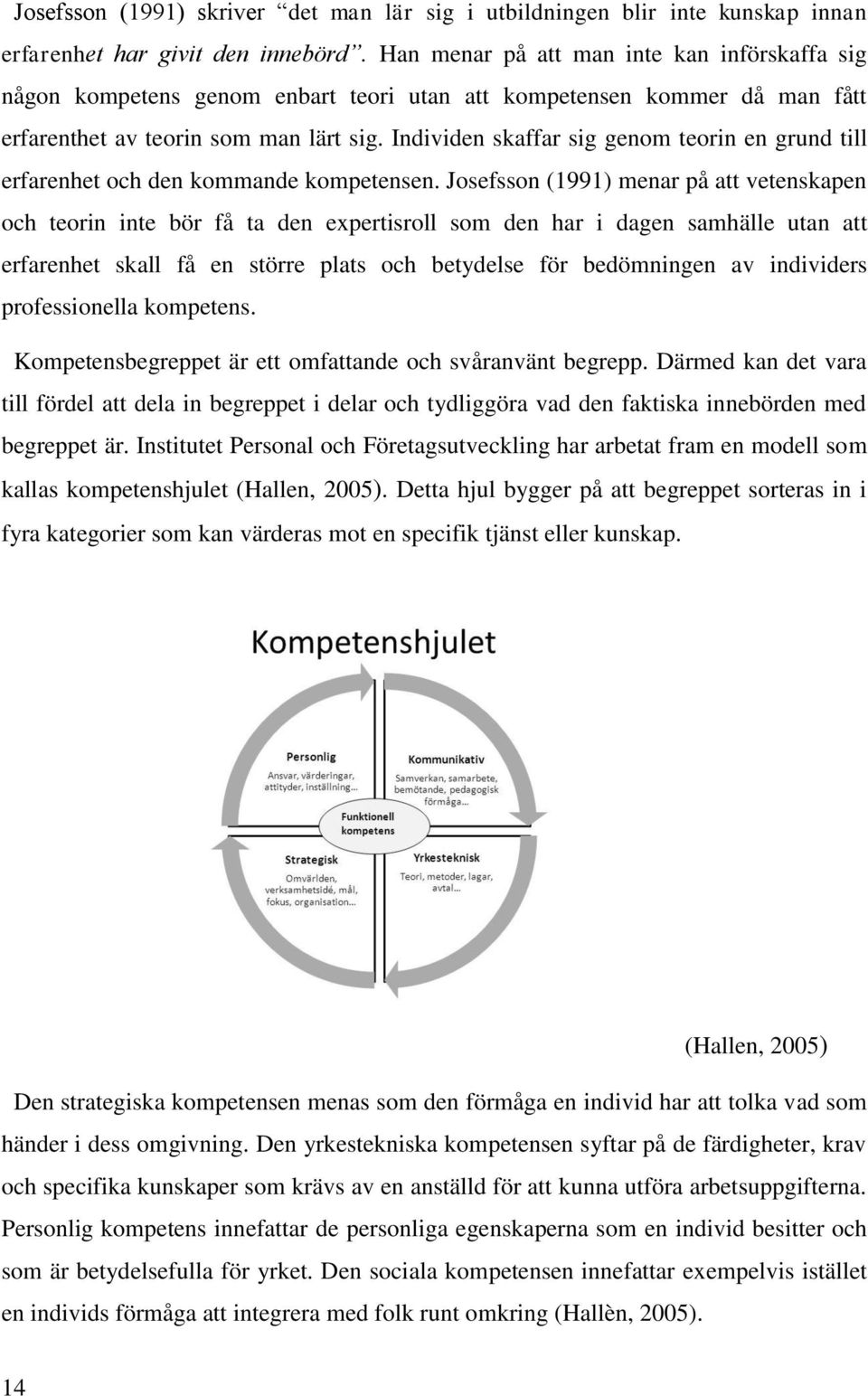 Individen skaffar sig genom teorin en grund till erfarenhet och den kommande kompetensen.