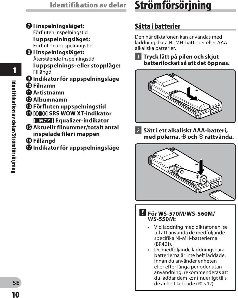 Artistnamn @ Albumnamn # Förfluten uppspelningstid $ [#] SRS WOW XT-indikator ["] Equalizer-indikator % Aktuellt filnummer/totalt antal inspelade filer i mappen ^ Fillängd & Indikator för