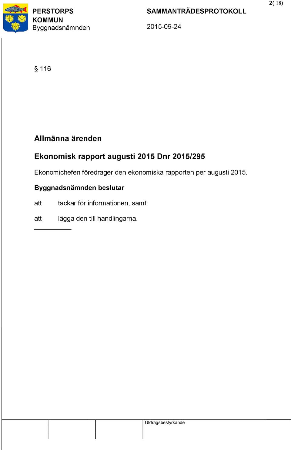 den ekonomiska rapporten per augusti 2015.